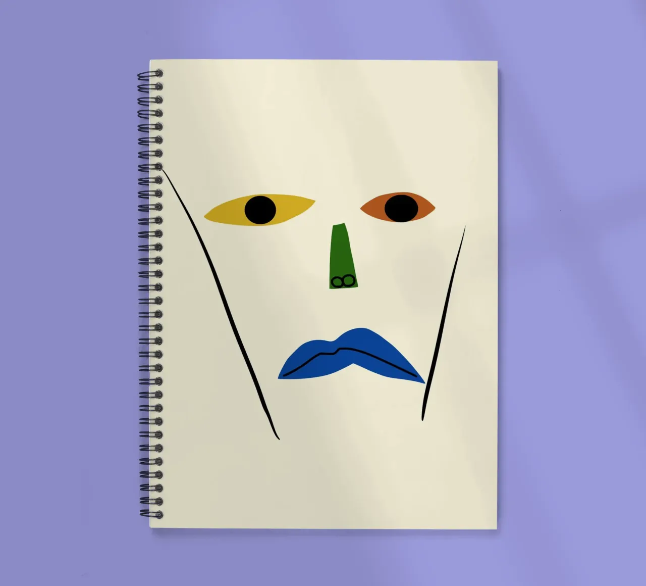Minimal portrait of line and color 02 spiral notebook by Little Dean