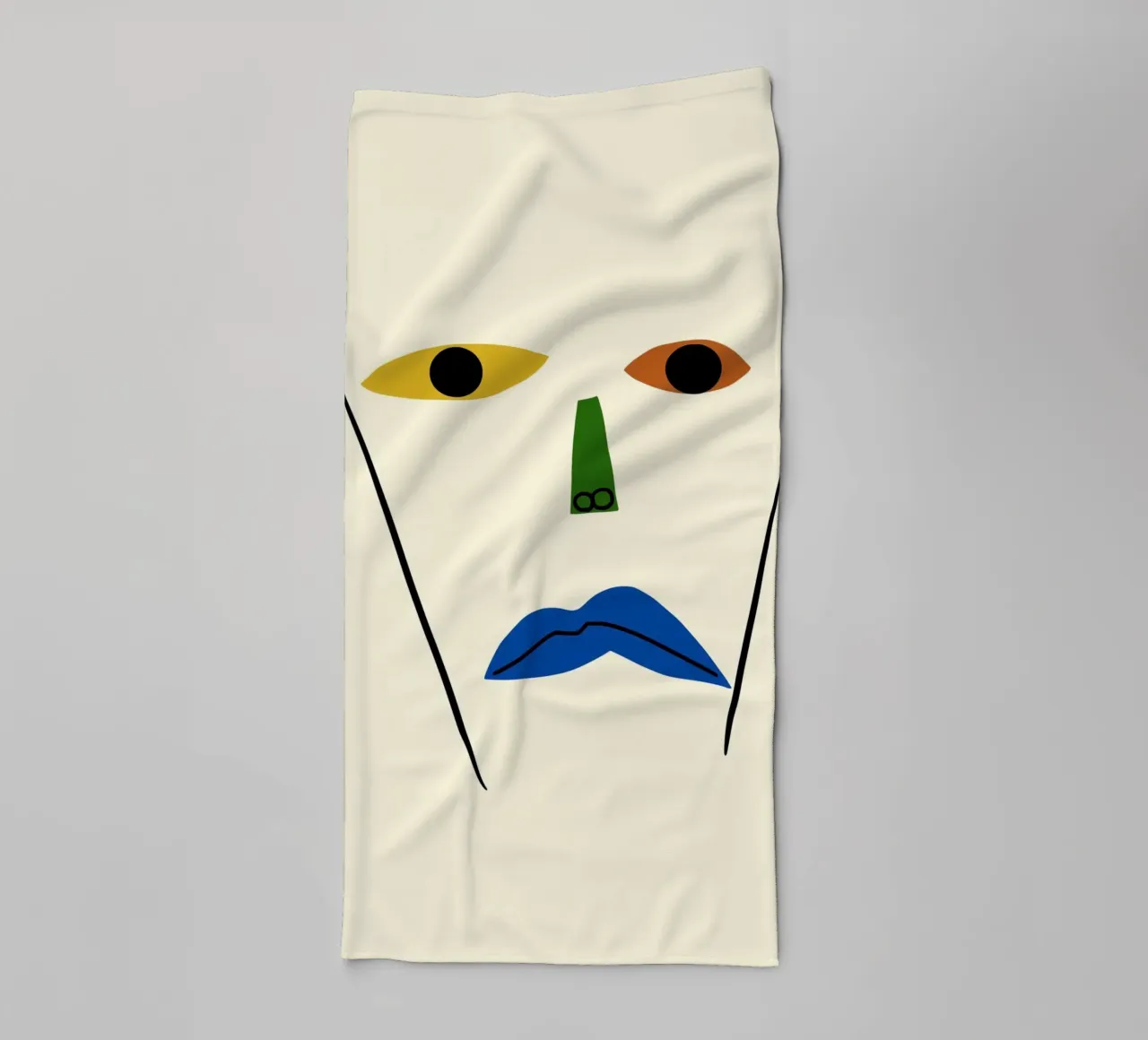 Minimal portrait of line and color 02 towel by Little Dean