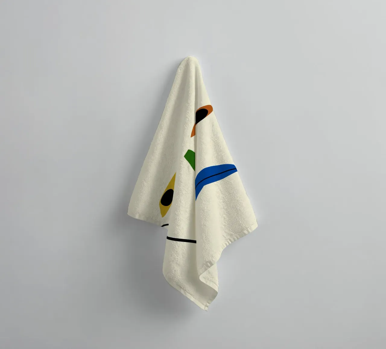 Minimal portrait of line and color 02 towel by Little Dean