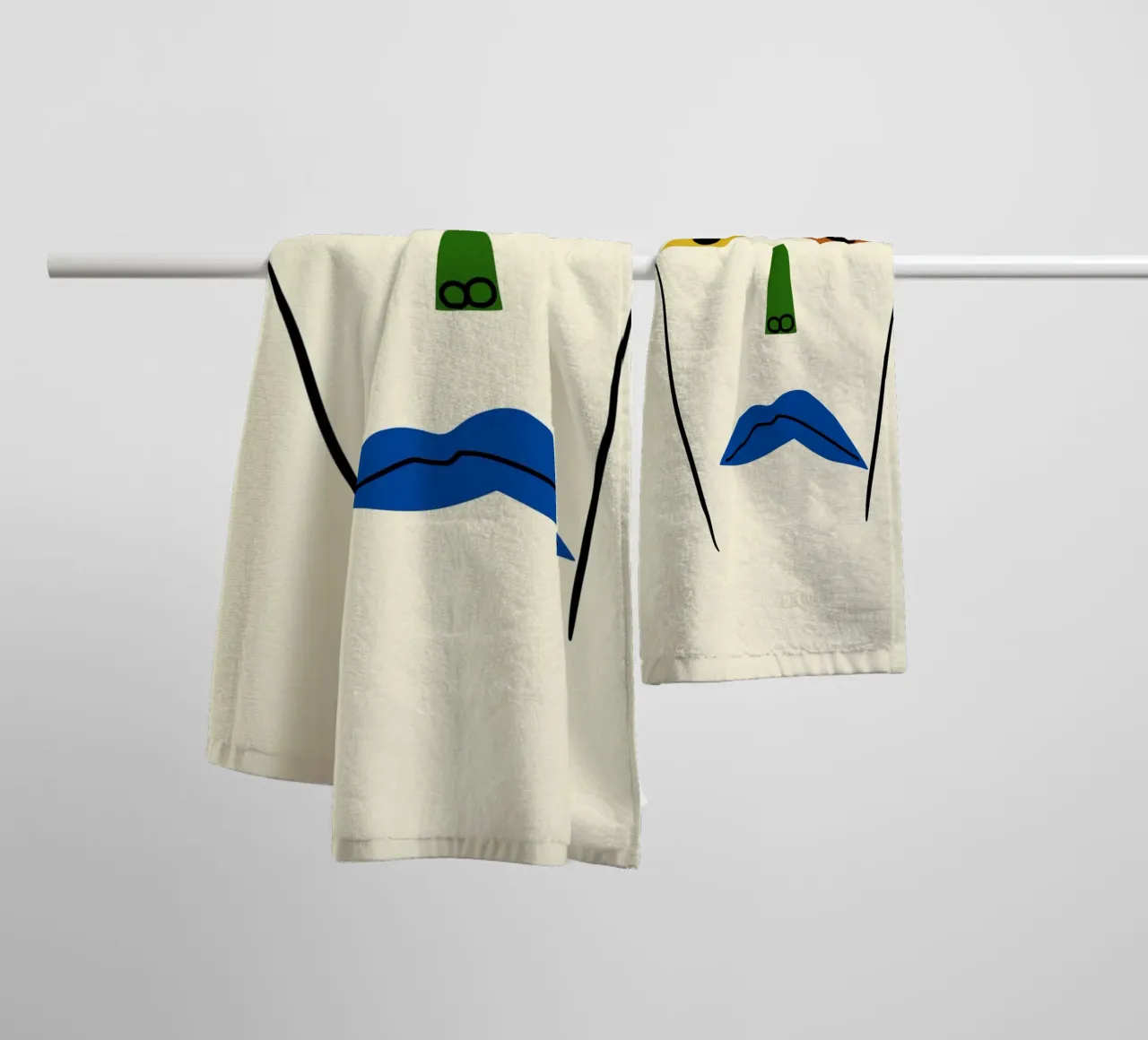 Minimal portrait of line and color 02 towel by Little Dean