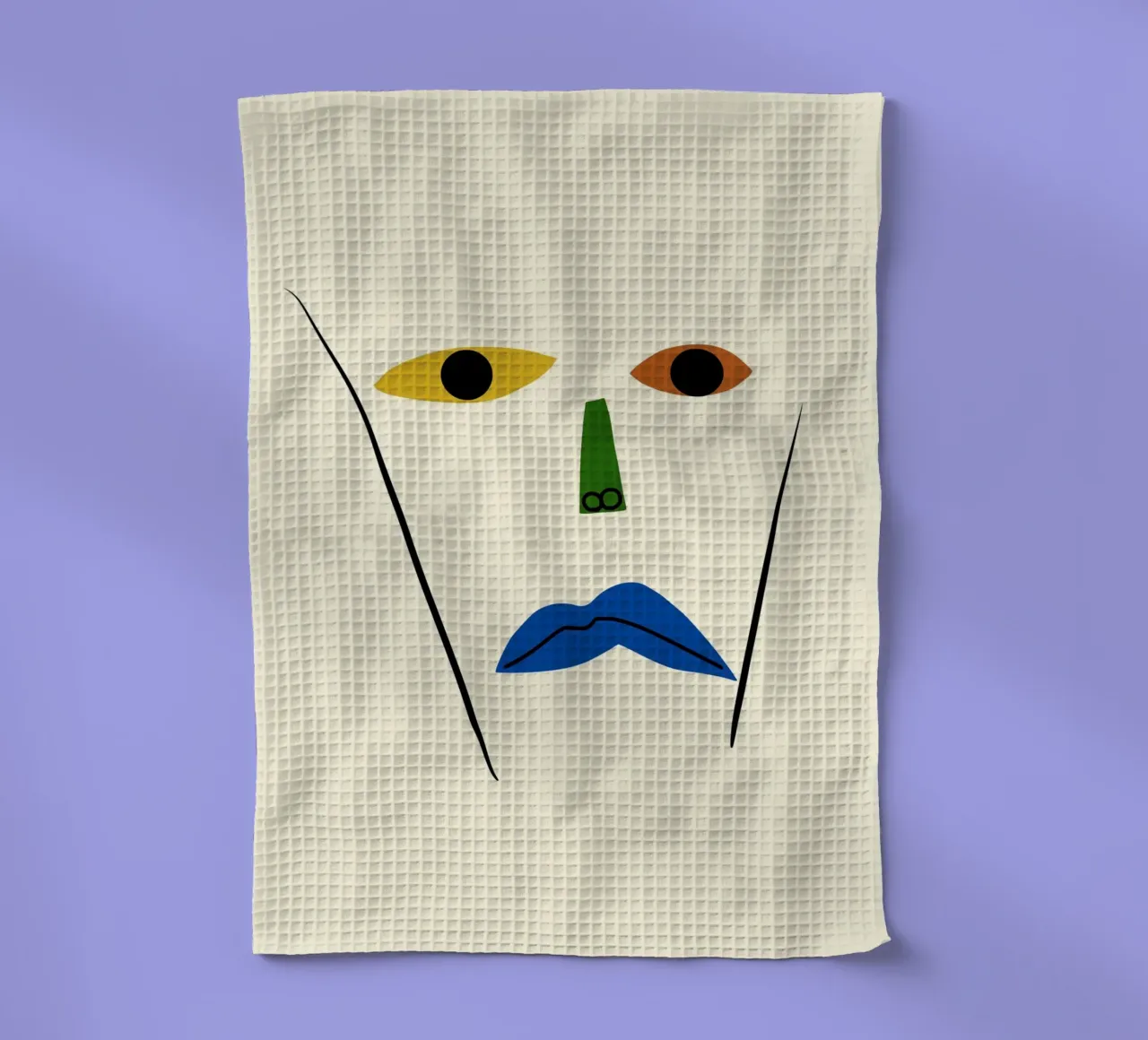 Minimal portrait of line and color 02 tea towel by Little Dean