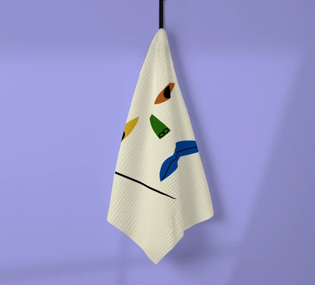 Minimal portrait of line and color 02 tea towel by Little Dean