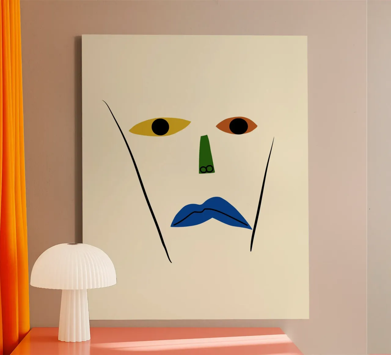 Minimal portrait of line and color 02 canvas by Little Dean