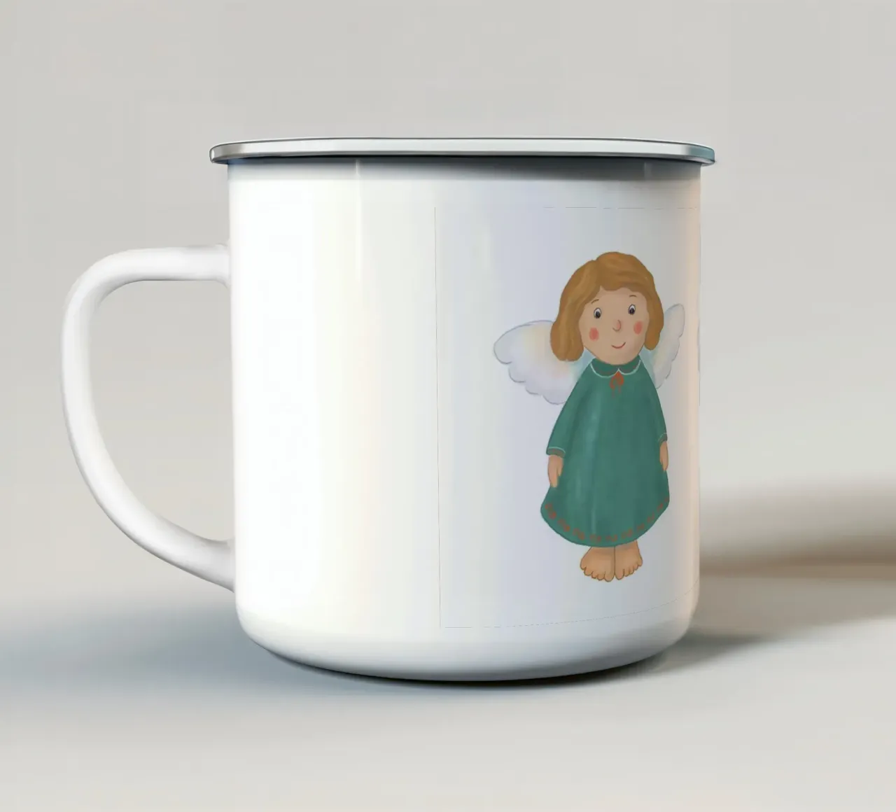 Tre simpatici angioletti di Natale tazza in smalto da Farbwelten