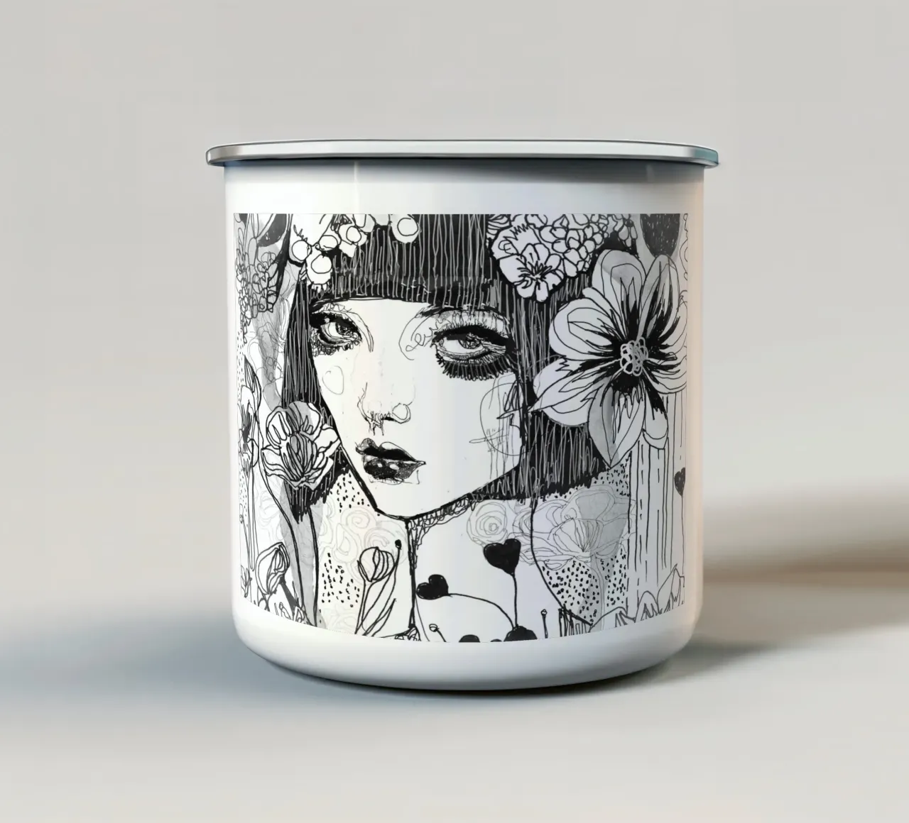 bianco e nero tazza in smalto da k i m