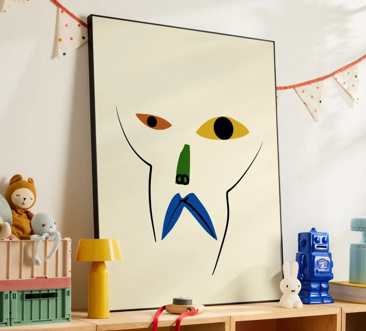 Minimal portrait of line and color 03 alu-dibond by Little Dean