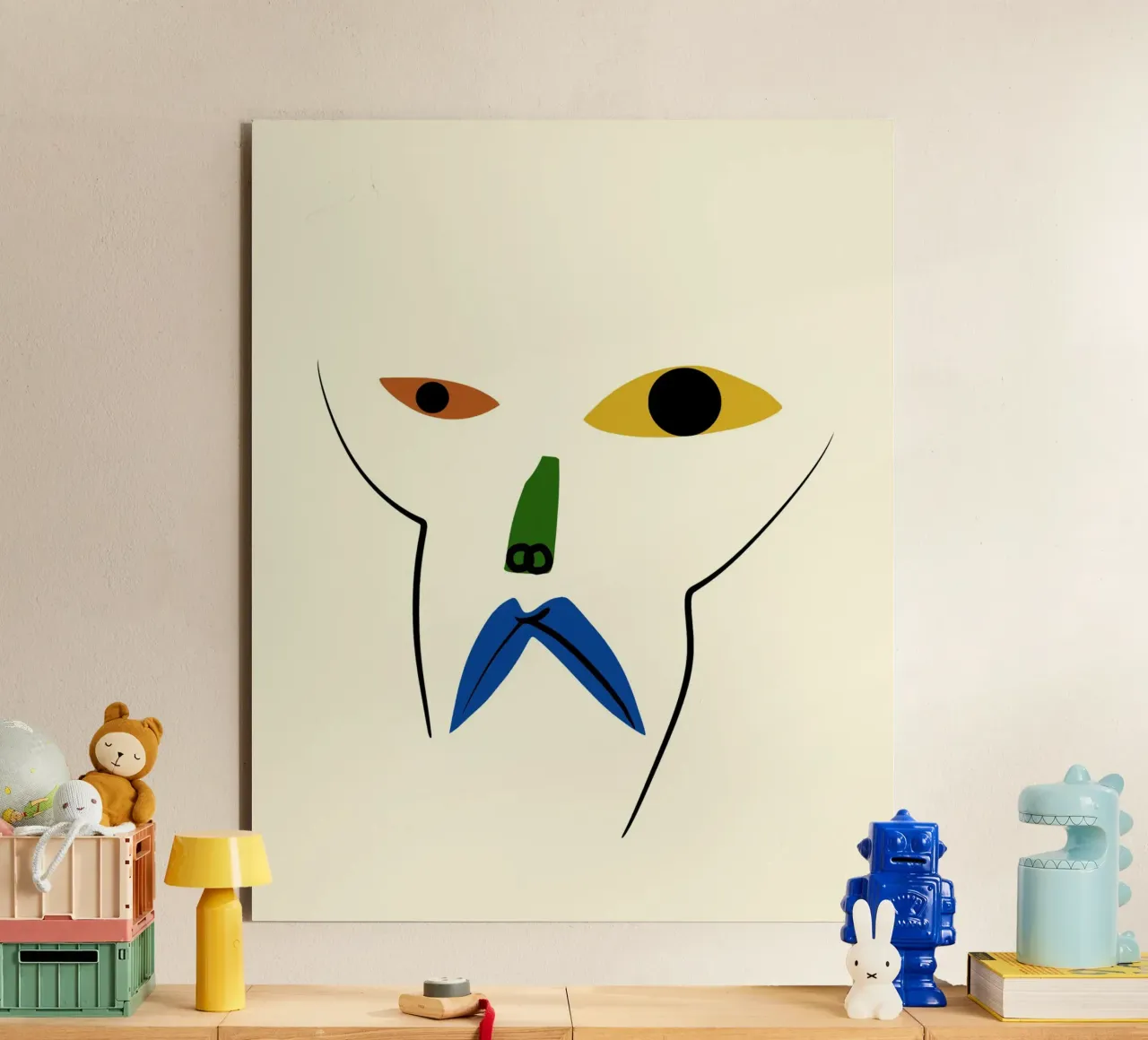 Minimal portrait of line and color 03 alu-dibond by Little Dean