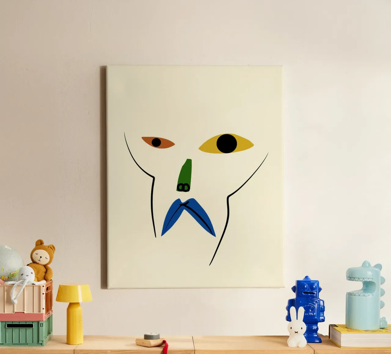 Minimal portrait of line and color 03 canvas by Little Dean