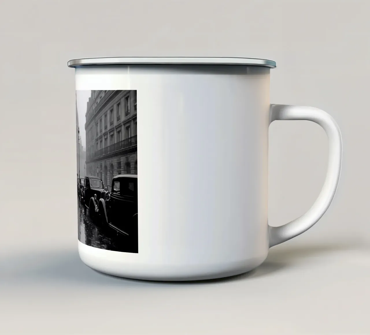 L'ultima sigaretta sotto la pioggia tazza in smalto da M-Ulrich-Digital Art