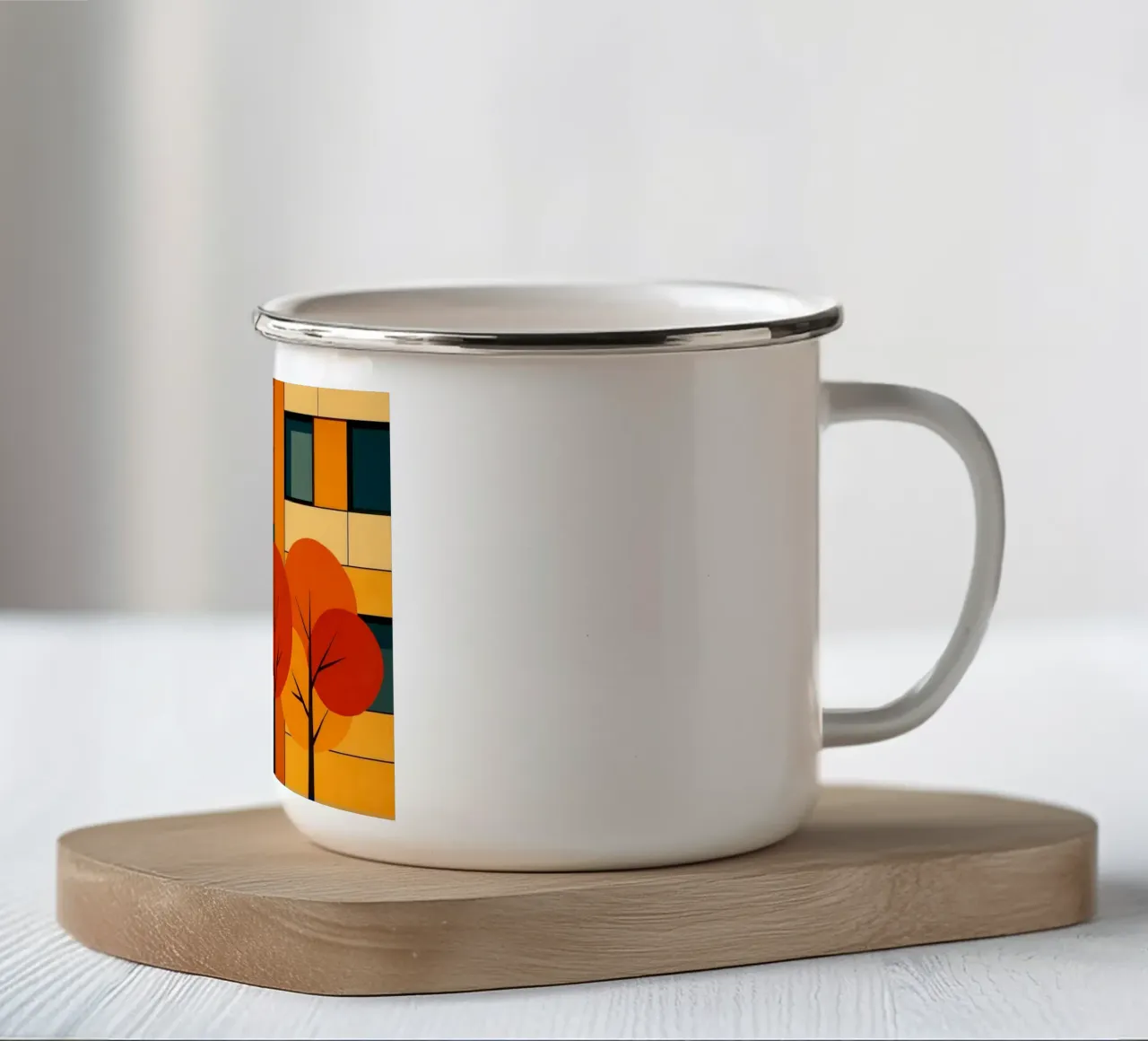 Alberi autunnali Bauhaus tazza in smalto da ARTOMATIC