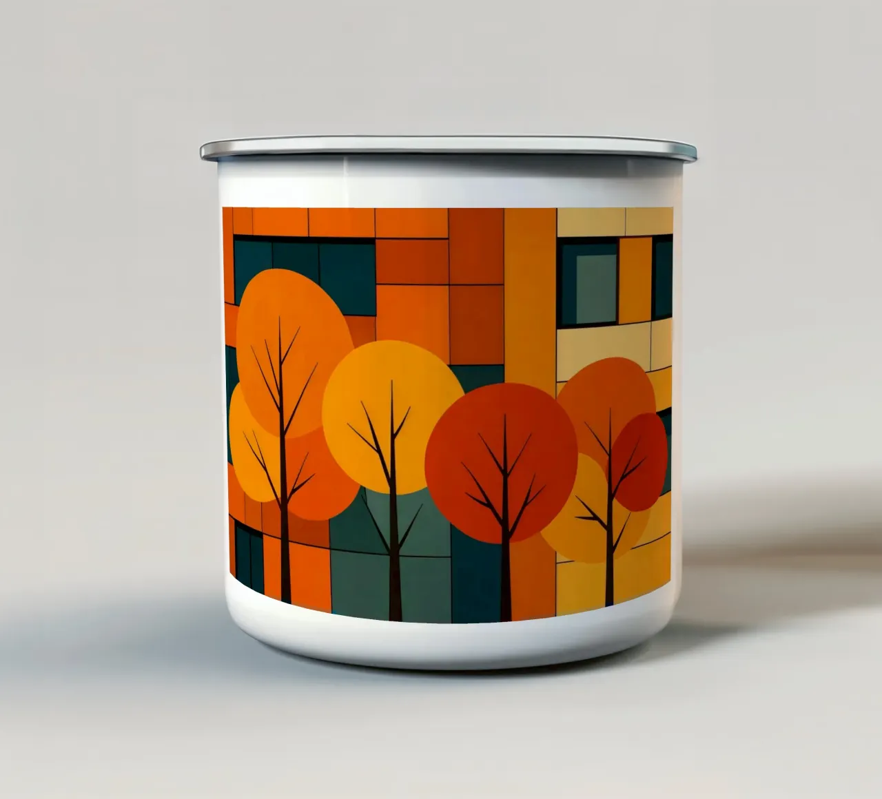 Alberi autunnali Bauhaus tazza in smalto da ARTOMATIC