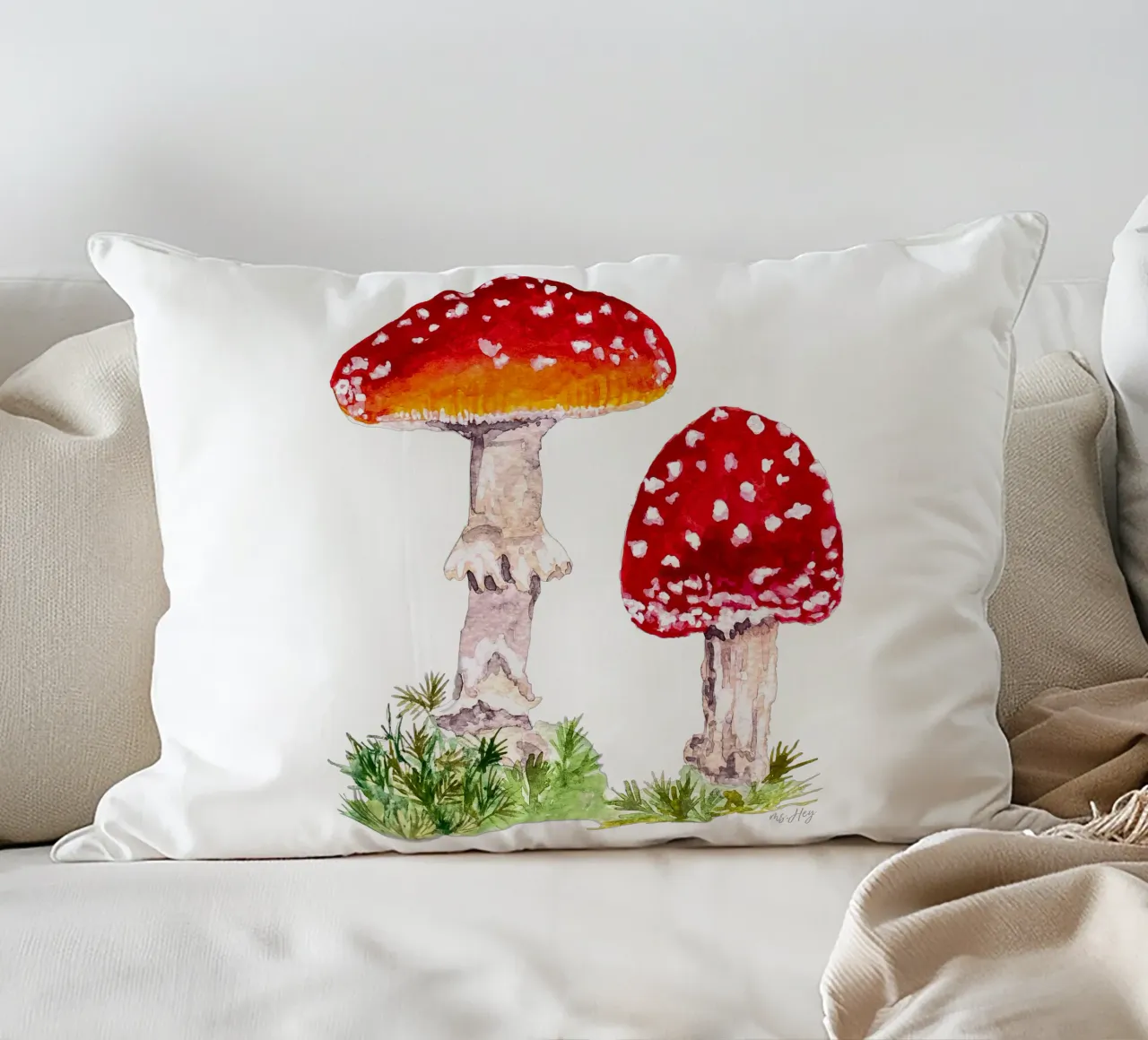 Illustrazione ad acquerello : Rospi nella foresta cuscino da ms.Hey! textildesign