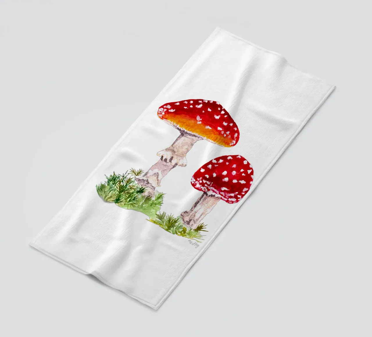 Illustrazione ad acquerello : Rospi nella foresta telo mare da ms.Hey! textildesign