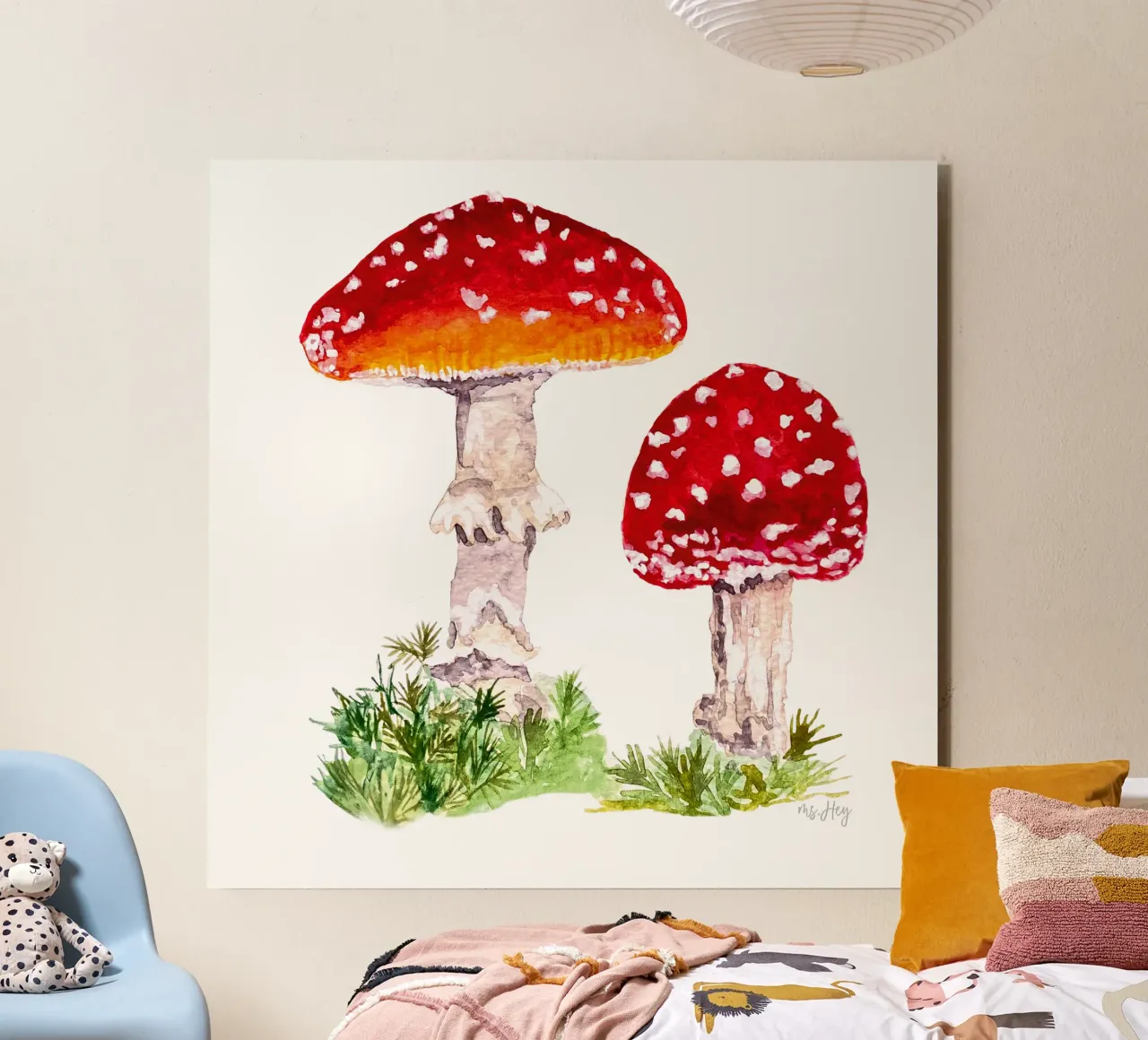 Illustrazione ad acquerello : Rospi nella foresta alluminio dibond da ms.Hey! textildesign