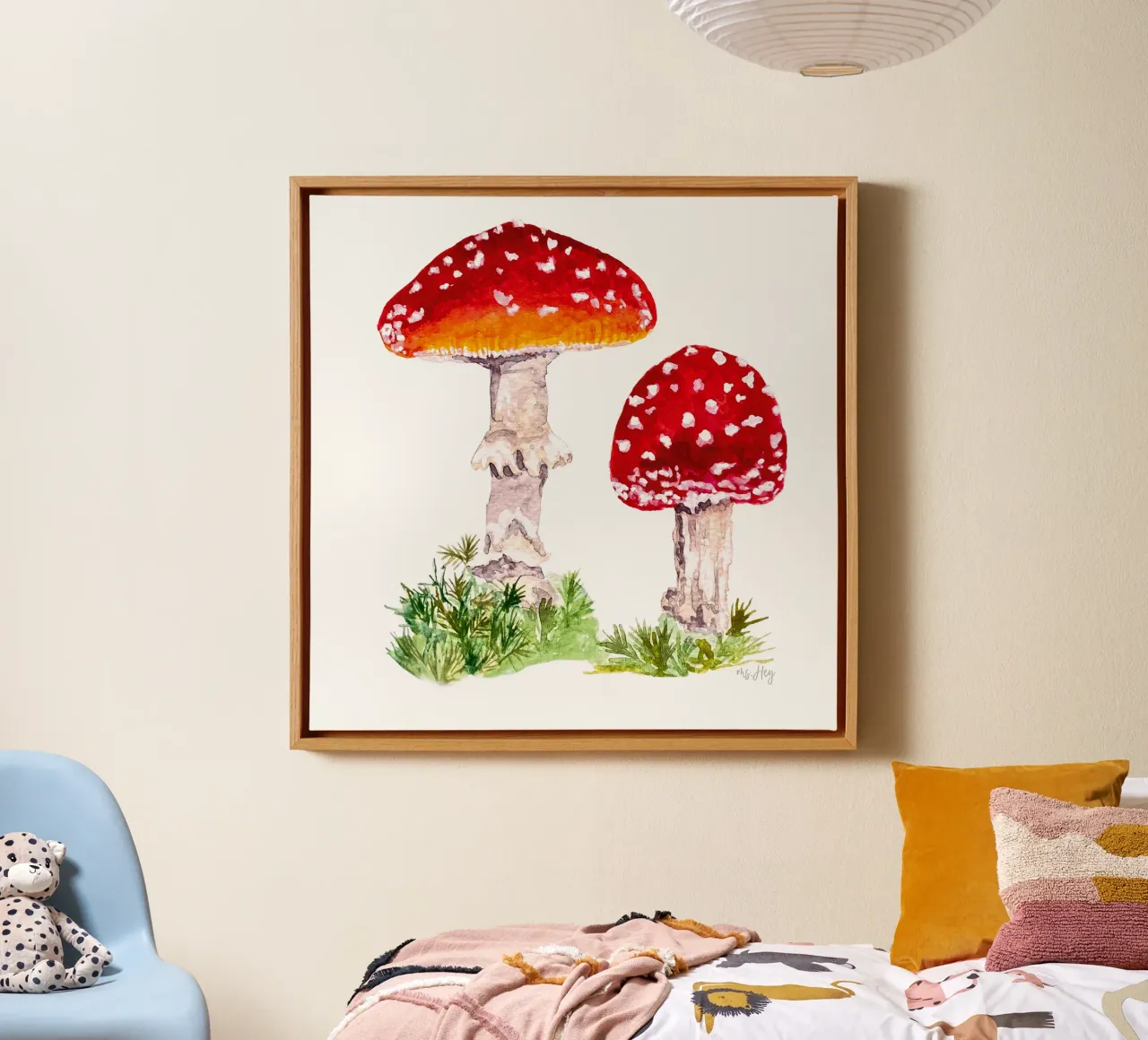 Illustrazione ad acquerello : Rospi nella foresta tela con Cornice a cassetta da ms.Hey! textildesign