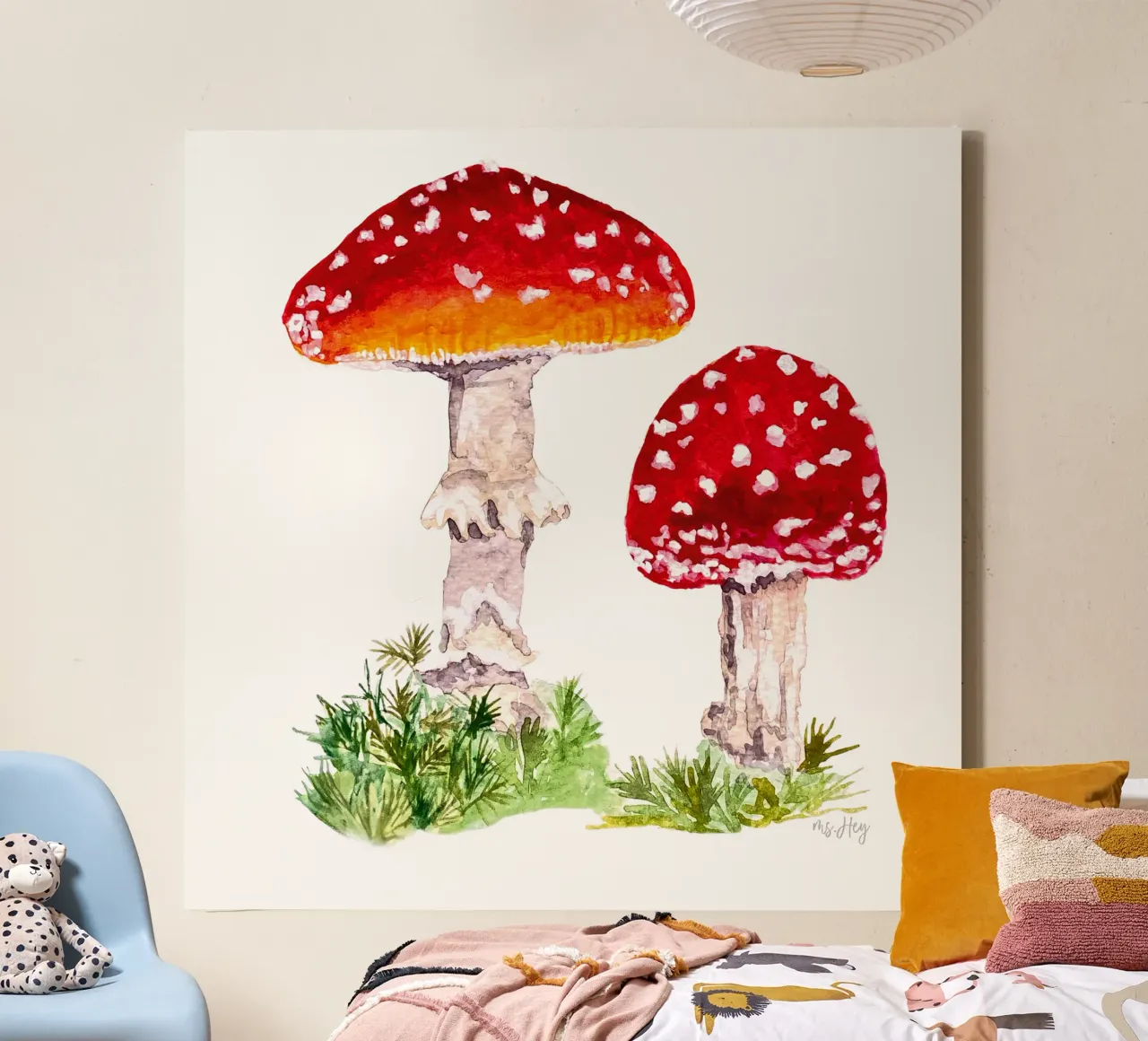 Illustrazione ad acquerello : Rospi nella foresta tela con Cornice a cassetta da ms.Hey! textildesign