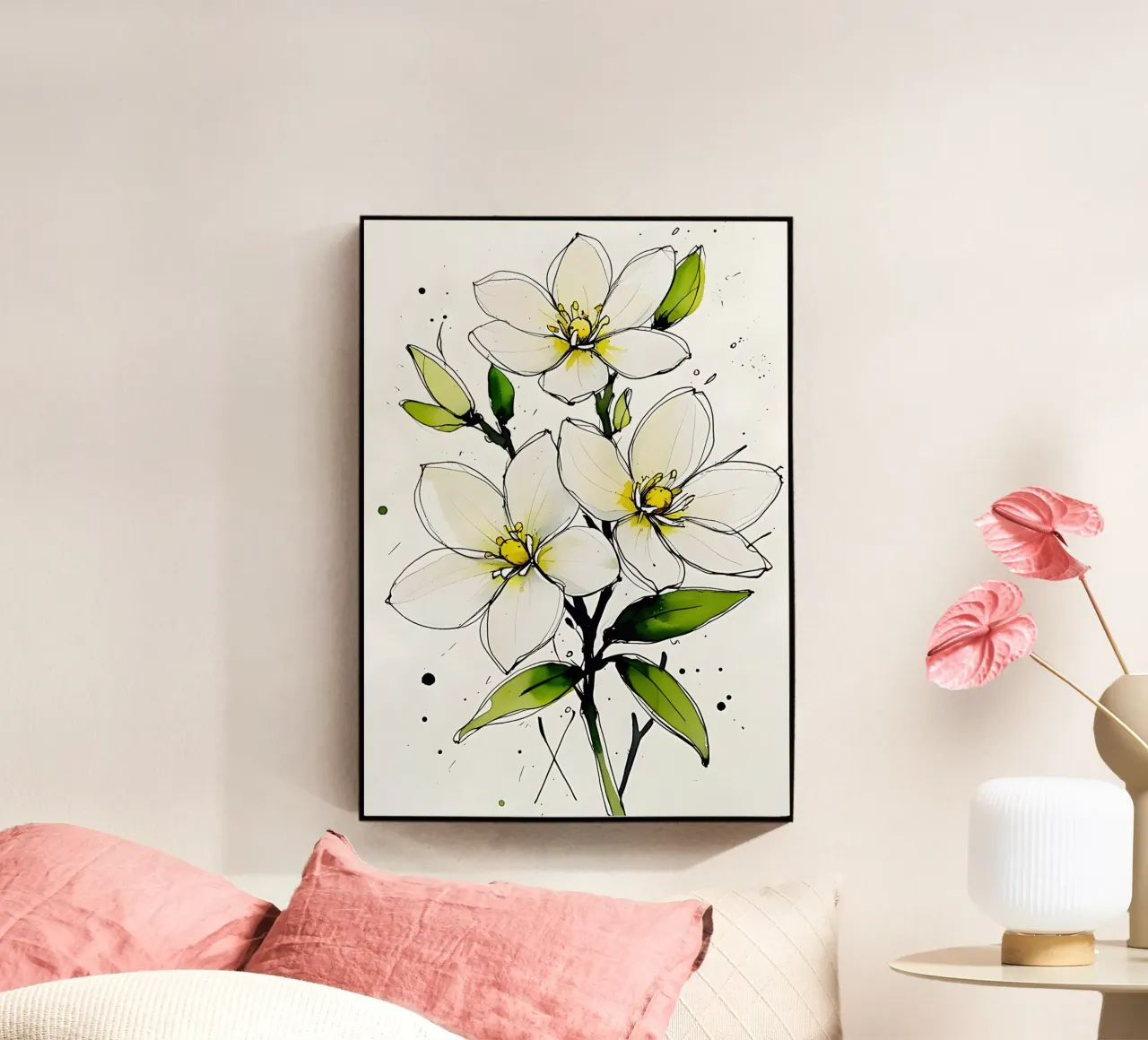 Jasmine in Ink & Watercolor plexiglass da Bloom And Brush