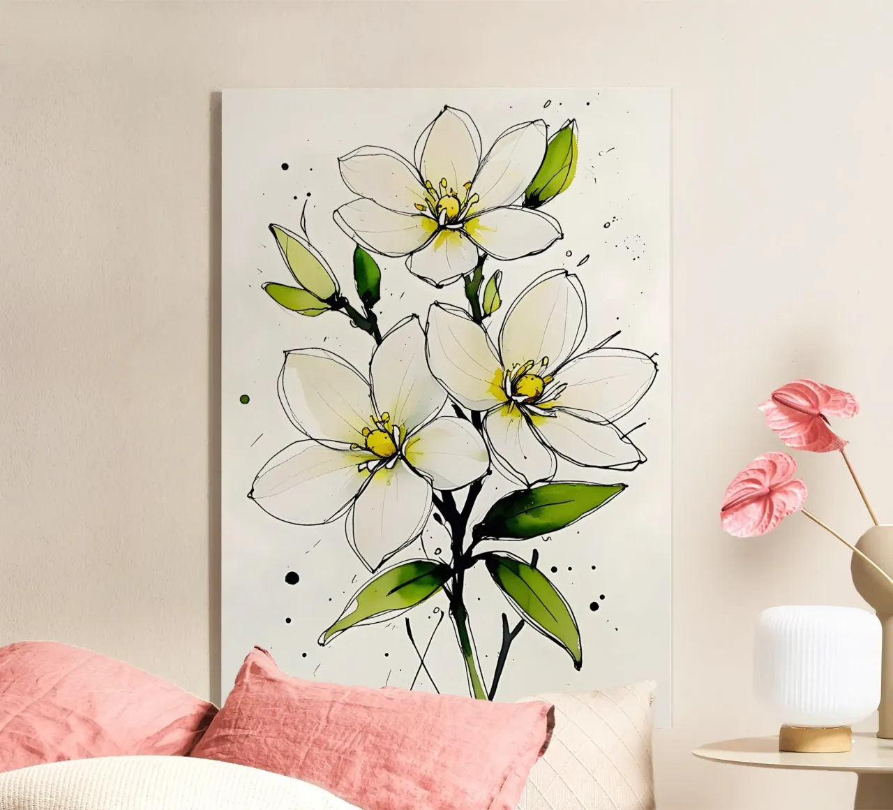 Jasmine in Ink & Watercolor plexiglass da Bloom And Brush