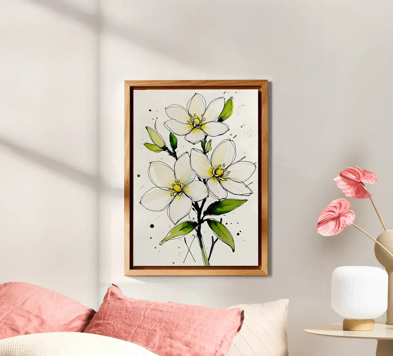 Jasmine in Ink & Watercolor alluminio dibond da Bloom And Brush