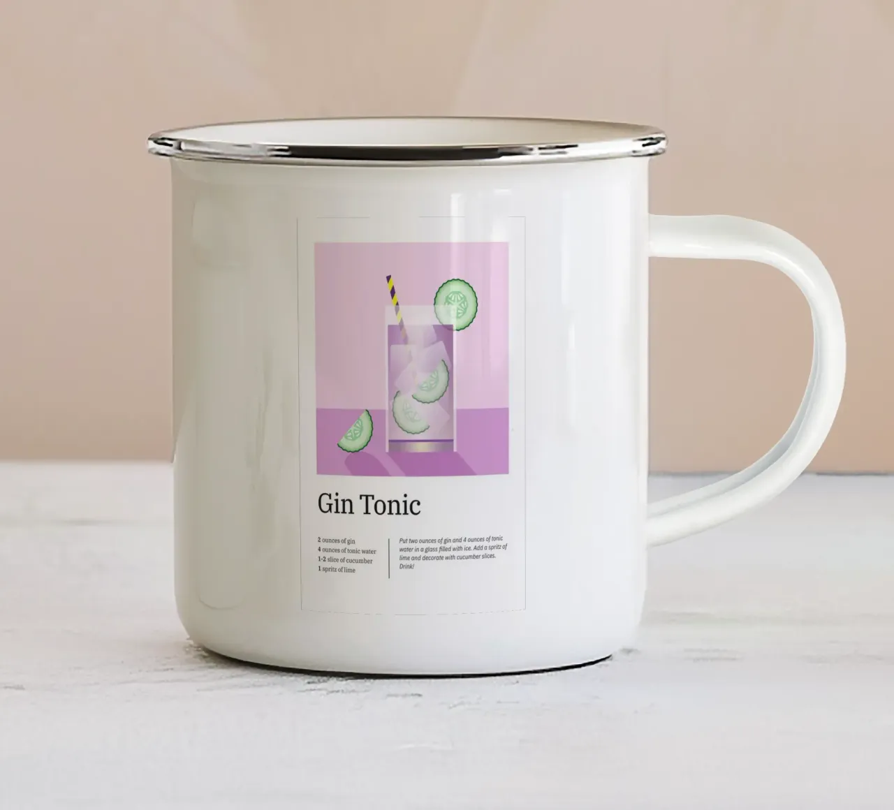 Serie di cocktail a base di Gin Tonic tazza in smalto da Schuhmann Design
