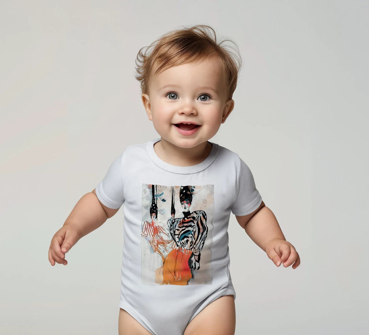 peach deeper short-sleeve baby romper by k i m