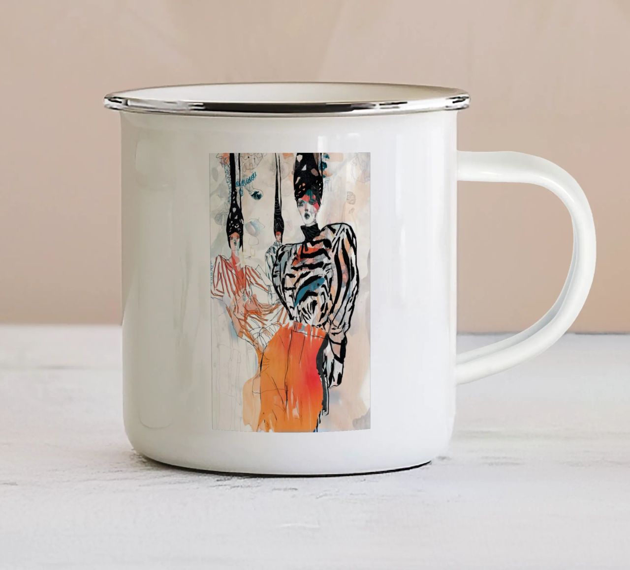 peach deeper enamel mug by k i m