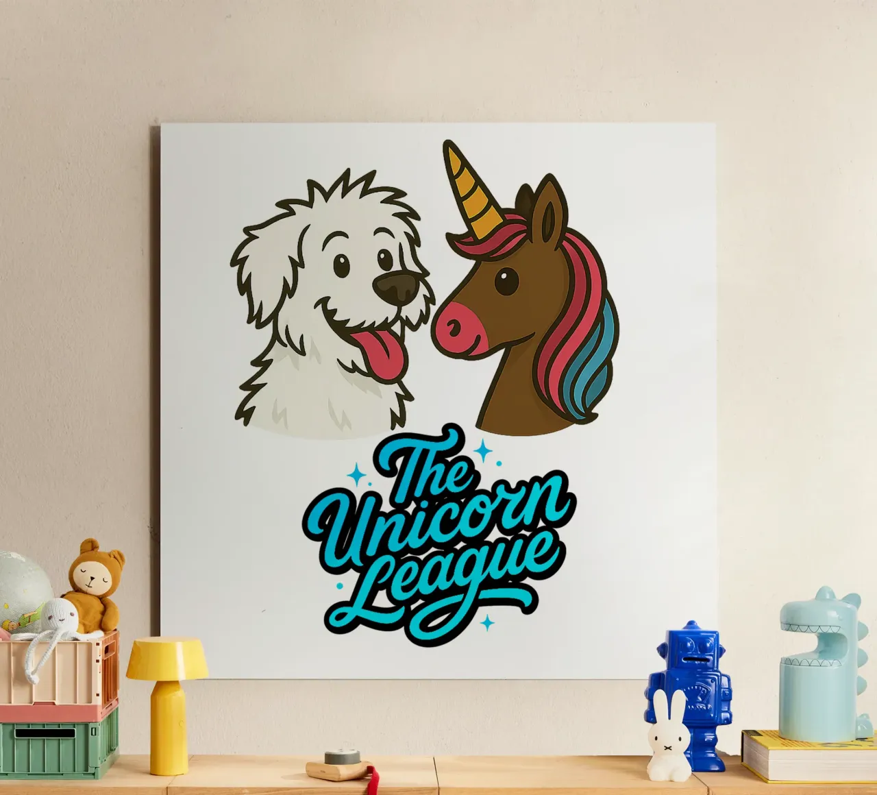 THE UNICORN LEAGUE - The Puppy alluminio dibond da Vintage Van Gogh