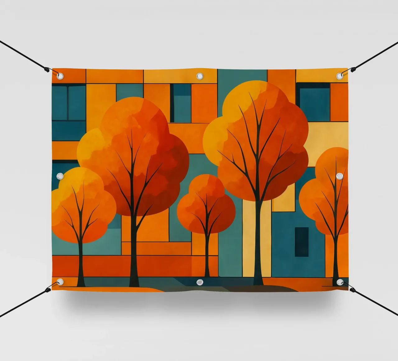 Paesaggio astratto moderno e colorato telo in pvc da ARTOMATIC