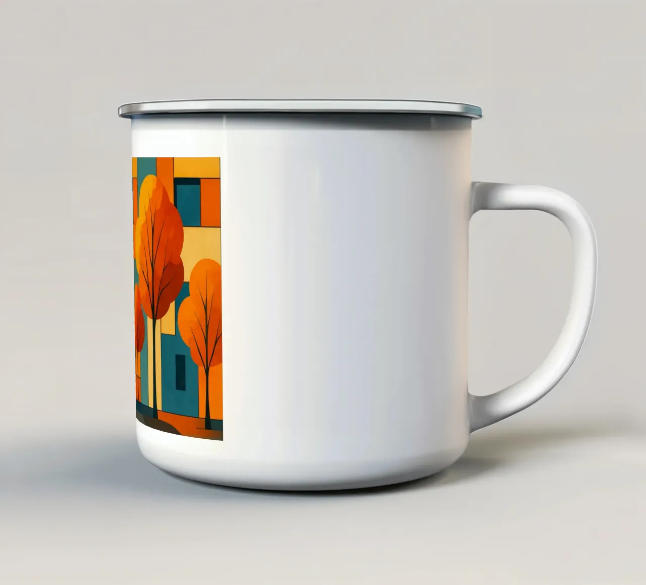 Paesaggio astratto moderno e colorato tazza in smalto da ARTOMATIC