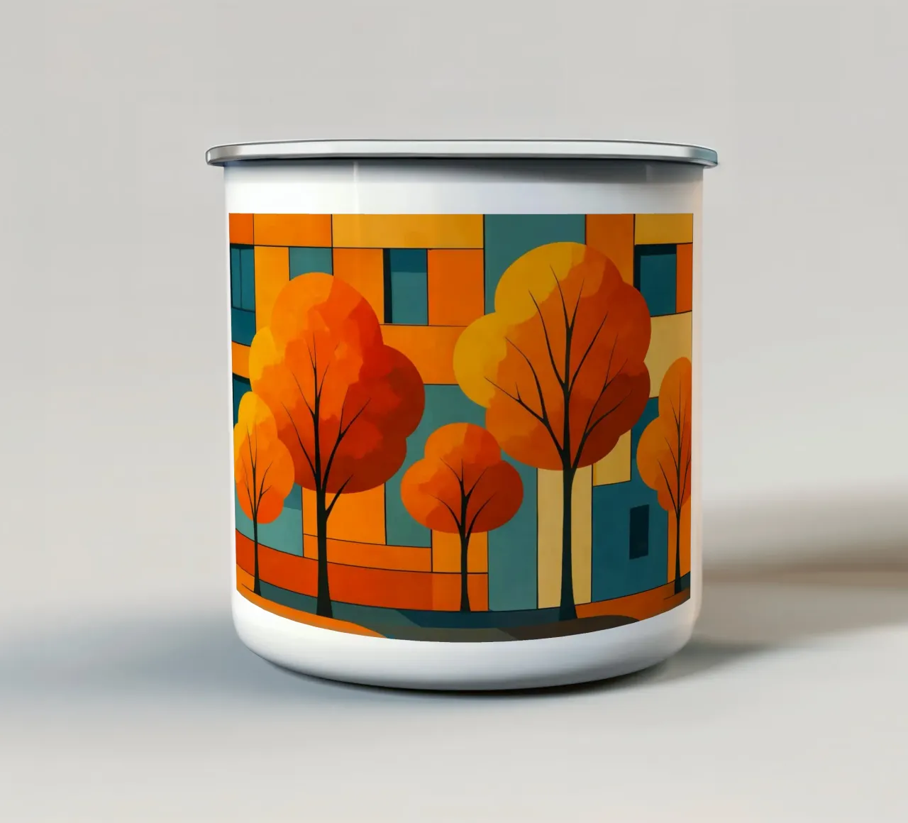 Paesaggio astratto moderno e colorato tazza in smalto da ARTOMATIC
