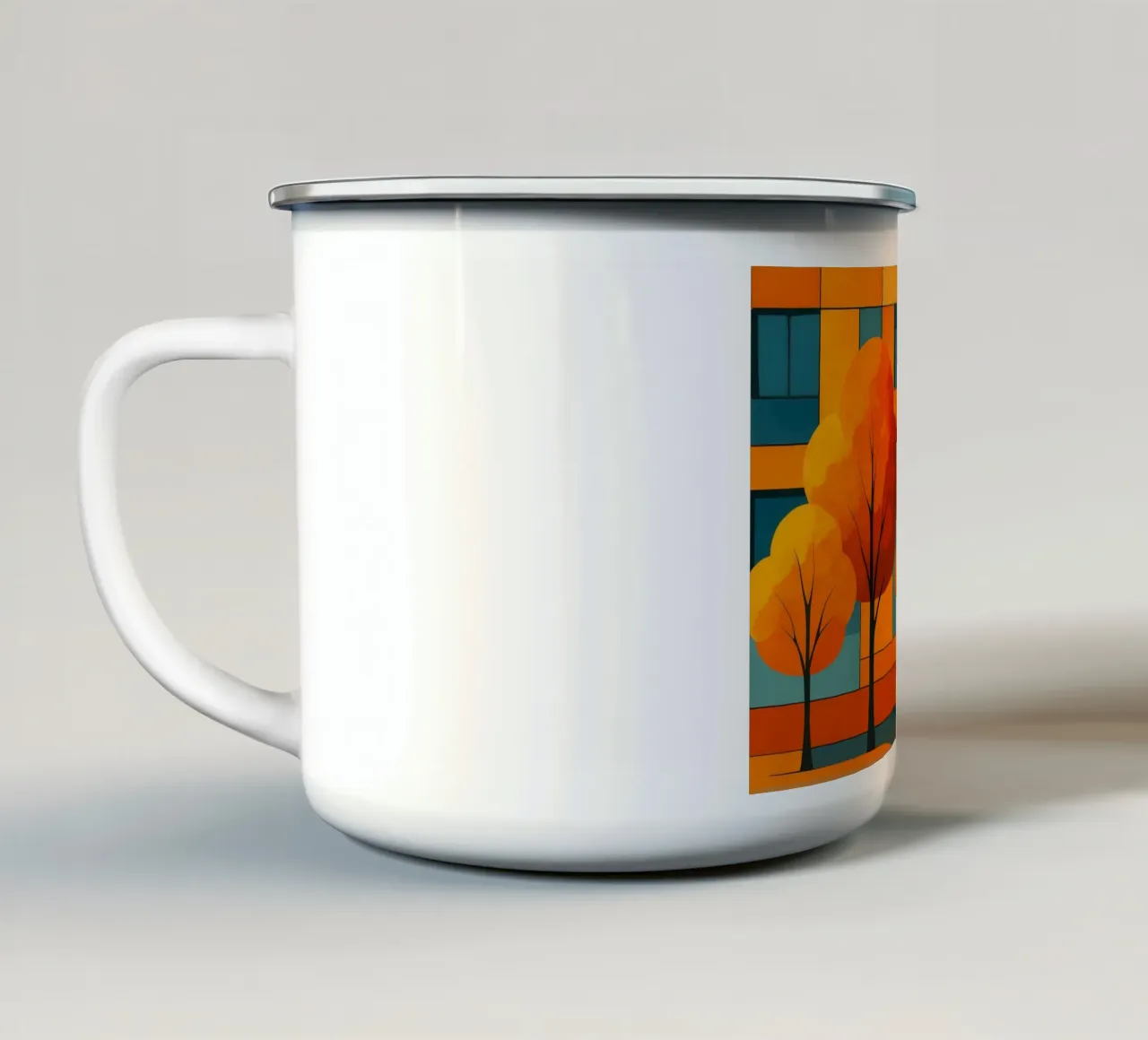 Paesaggio astratto moderno e colorato tazza in smalto da ARTOMATIC