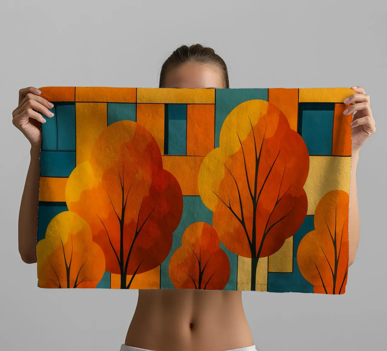 Modern Kleurrijk Abstract Landschap badhanddoek van ARTOMATIC