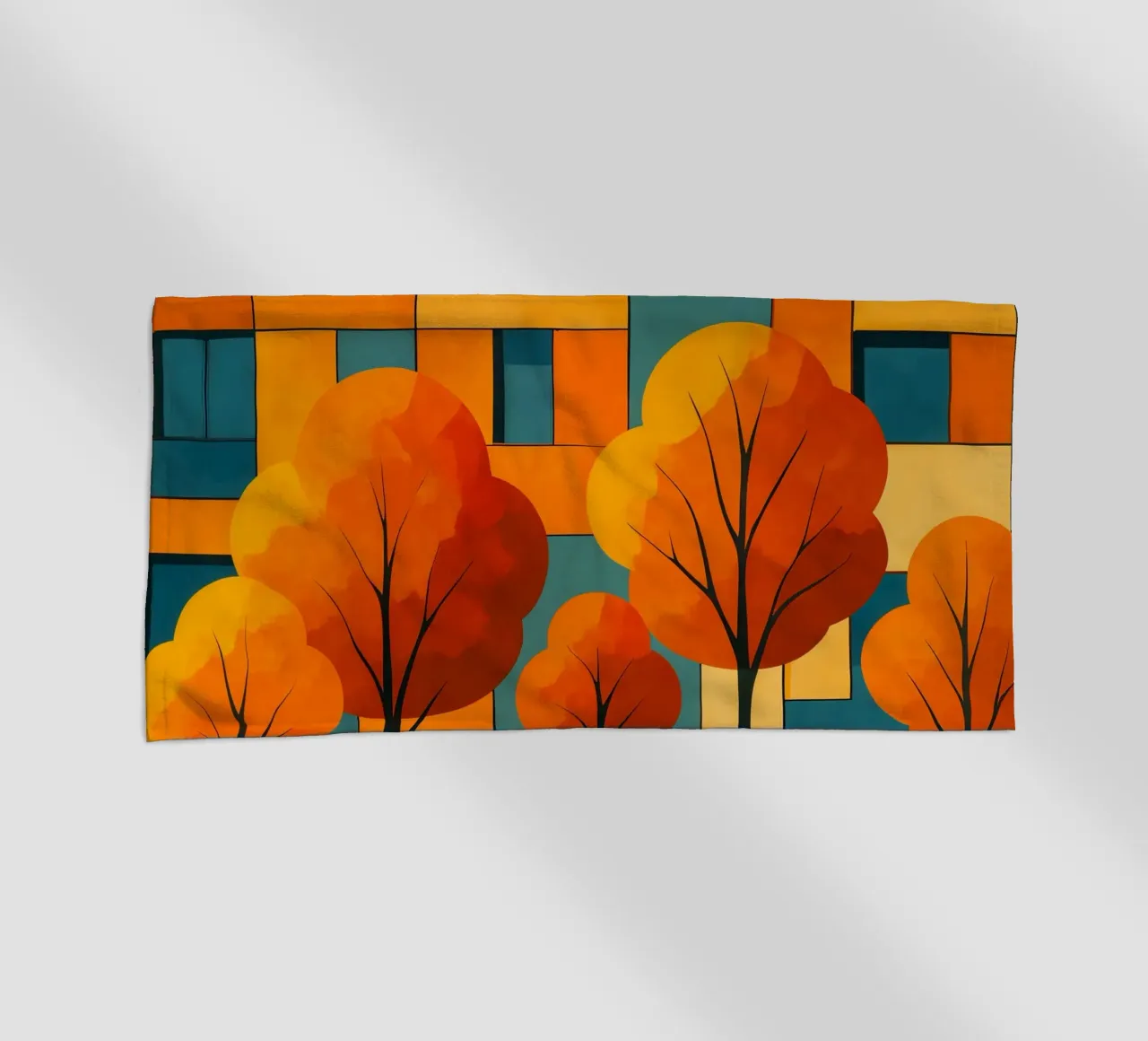 Paesaggio astratto moderno e colorato telo mare da ARTOMATIC