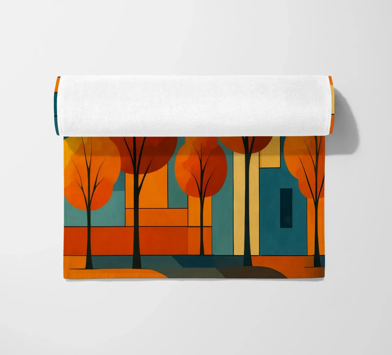 Paesaggio astratto moderno e colorato telo mare da ARTOMATIC