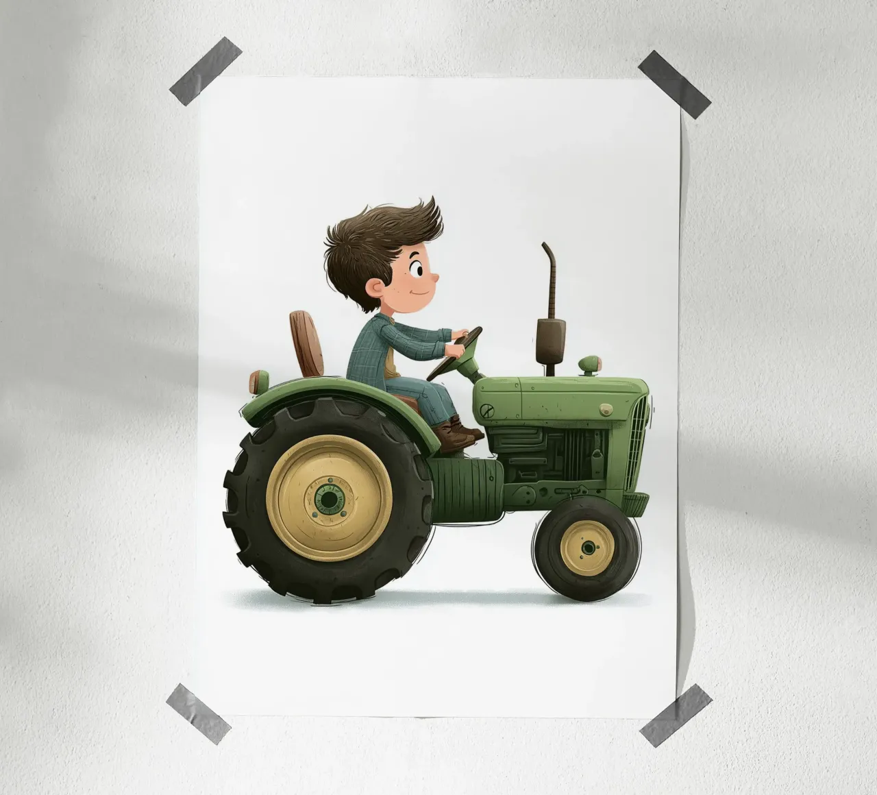 Poster per la cameretta dei bambini con trattore verde carta hahnemühle da Kid’s Dream