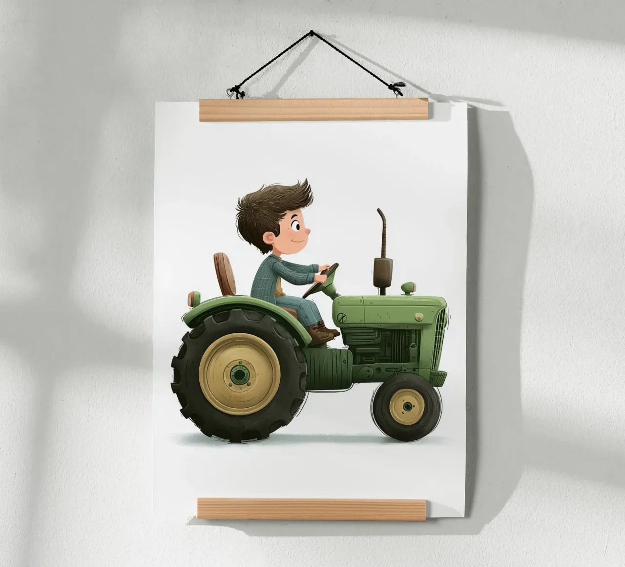Poster per la cameretta dei bambini con trattore verde carta hahnemühle da Kid’s Dream