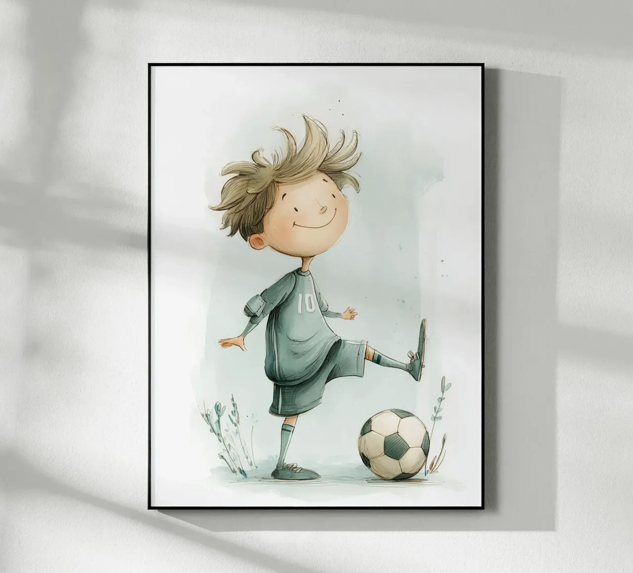 Poster di un piccolo calciatore per la cameretta di un bambino plexiglass da Kid’s Dream