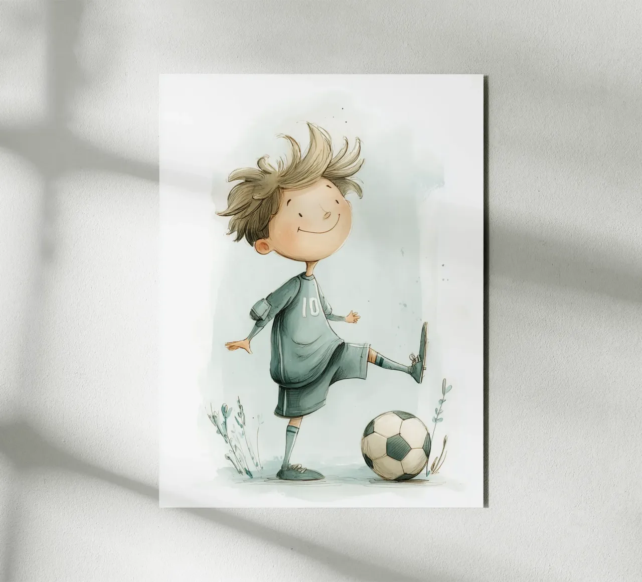Poster di un piccolo calciatore per la cameretta di un bambino pannello forex da Kid’s Dream