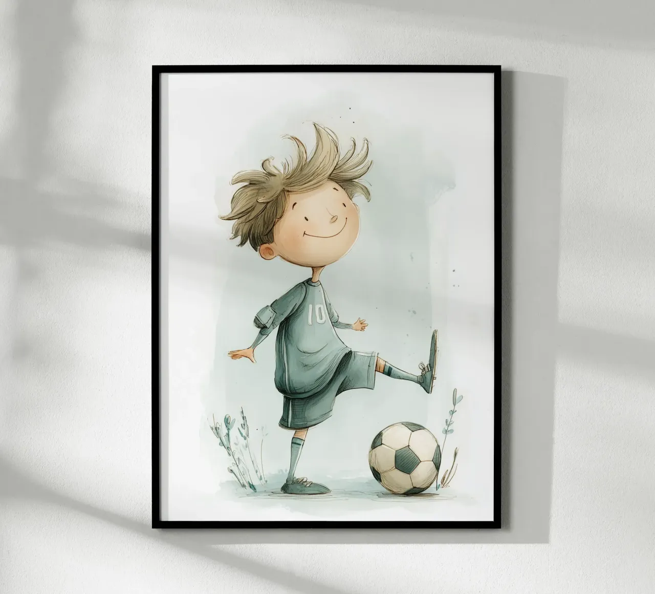 Poster di un piccolo calciatore per la cameretta di un bambino carta hahnemühle da Kid’s Dream
