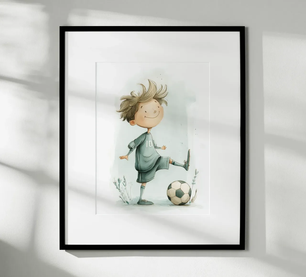 Poster di un piccolo calciatore per la cameretta di un bambino carta hahnemühle da Kid’s Dream