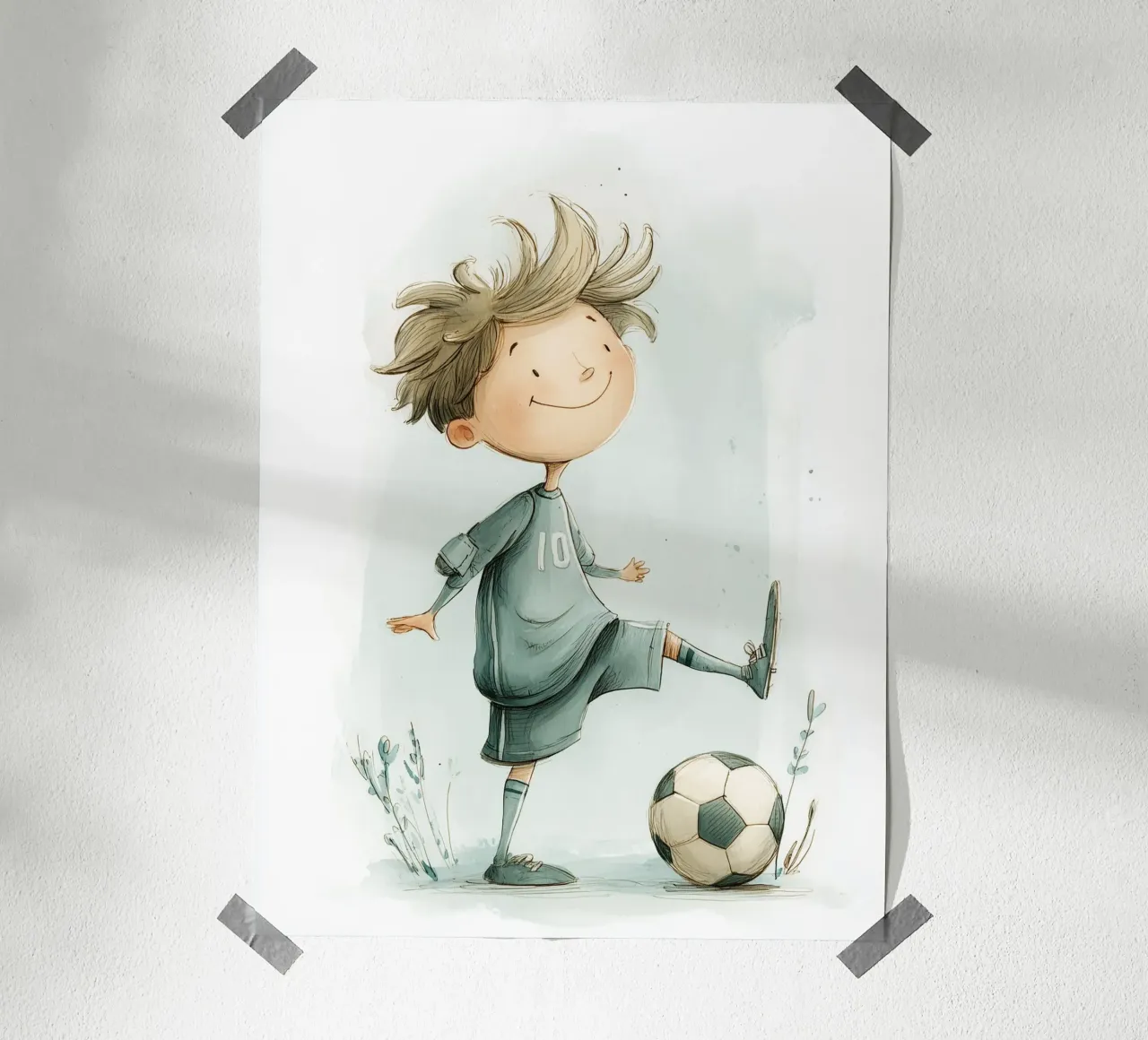 Poster di un piccolo calciatore per la cameretta di un bambino carta hahnemühle da Kid’s Dream