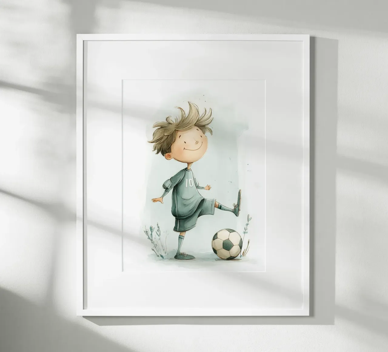 Poster di un piccolo calciatore per la cameretta di un bambino carta hahnemühle da Kid’s Dream
