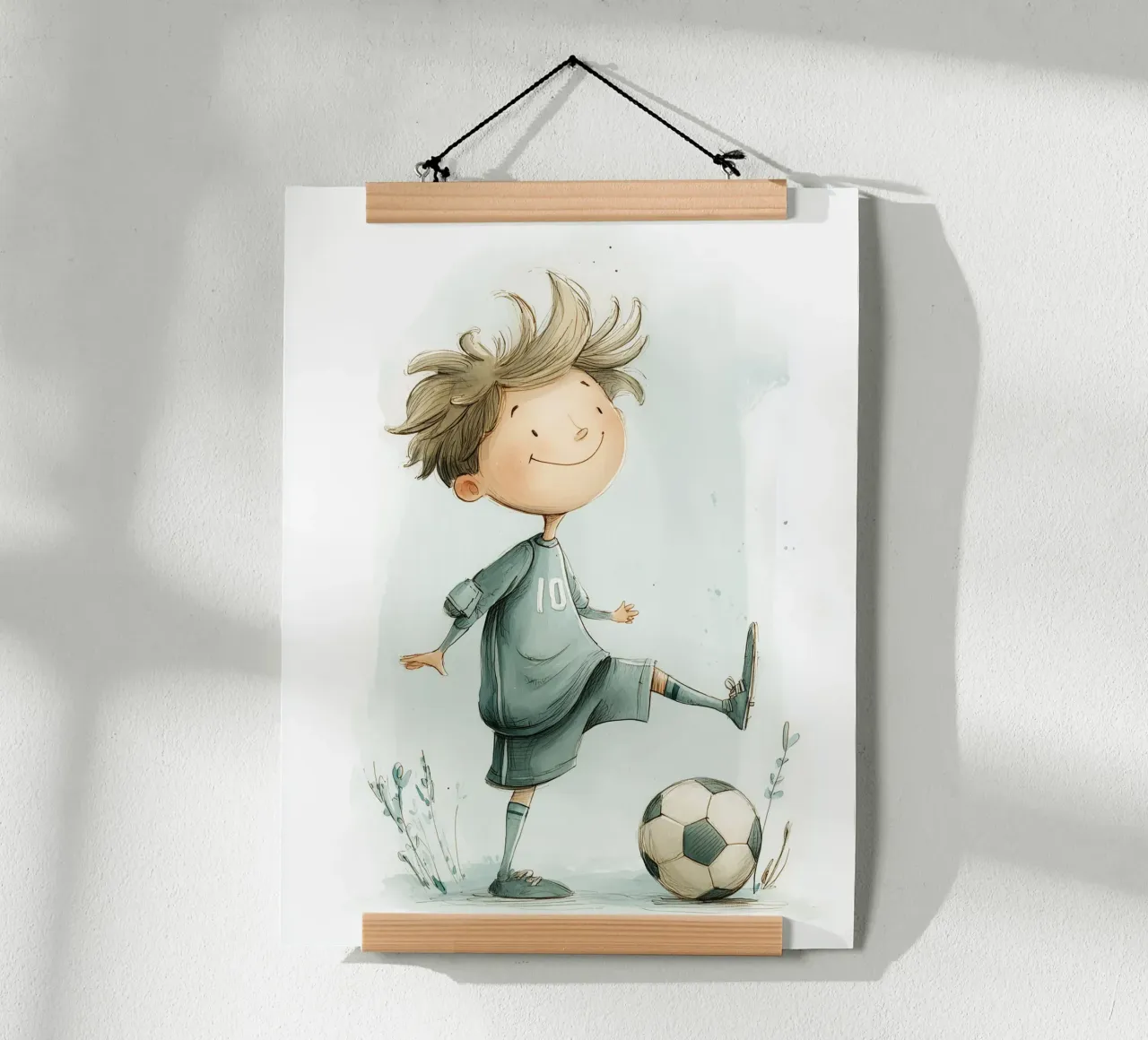 Poster di un piccolo calciatore per la cameretta di un bambino carta hahnemühle da Kid’s Dream