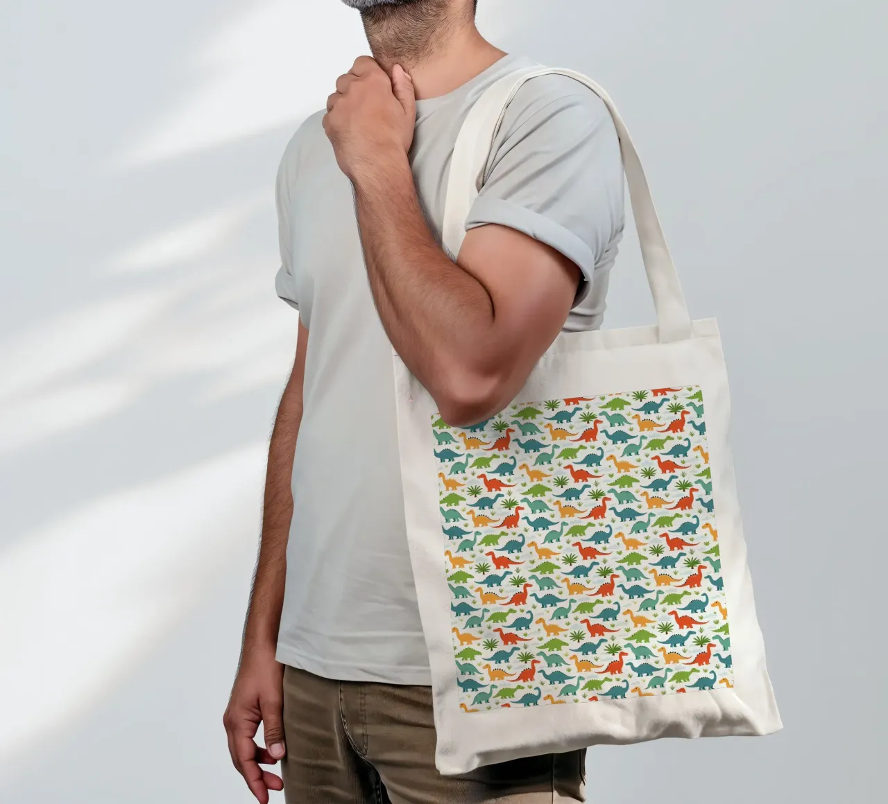 Dinosaurs - Colorful print tote bag by Hightown Design