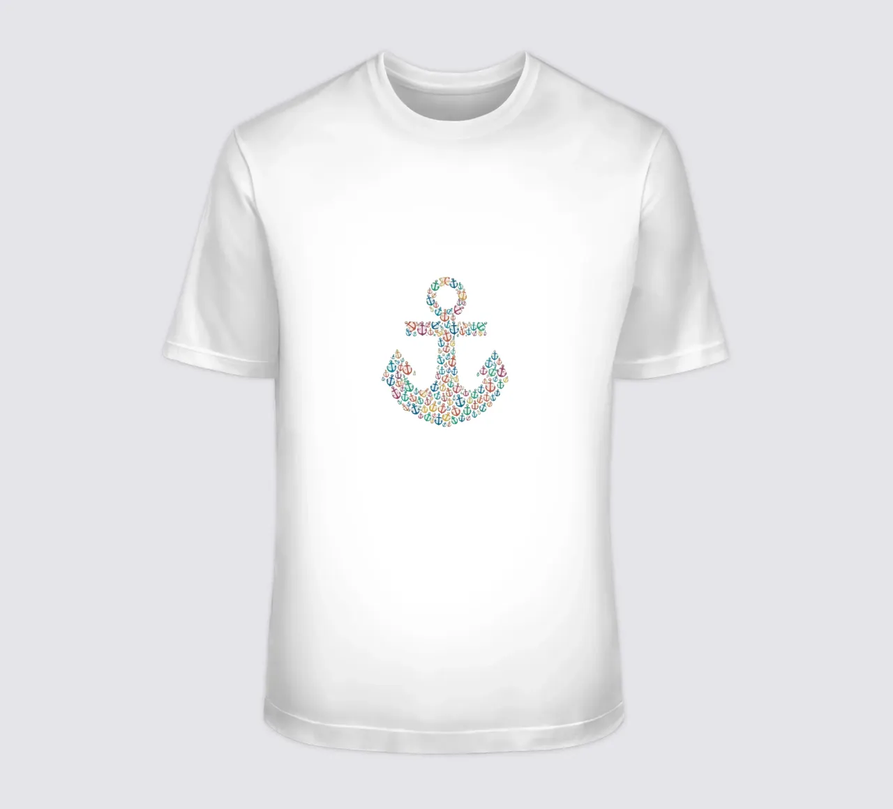 Mosaico di ancore colorate - simbolo marittimo in un design creativo t-shirt da Fies&Fein