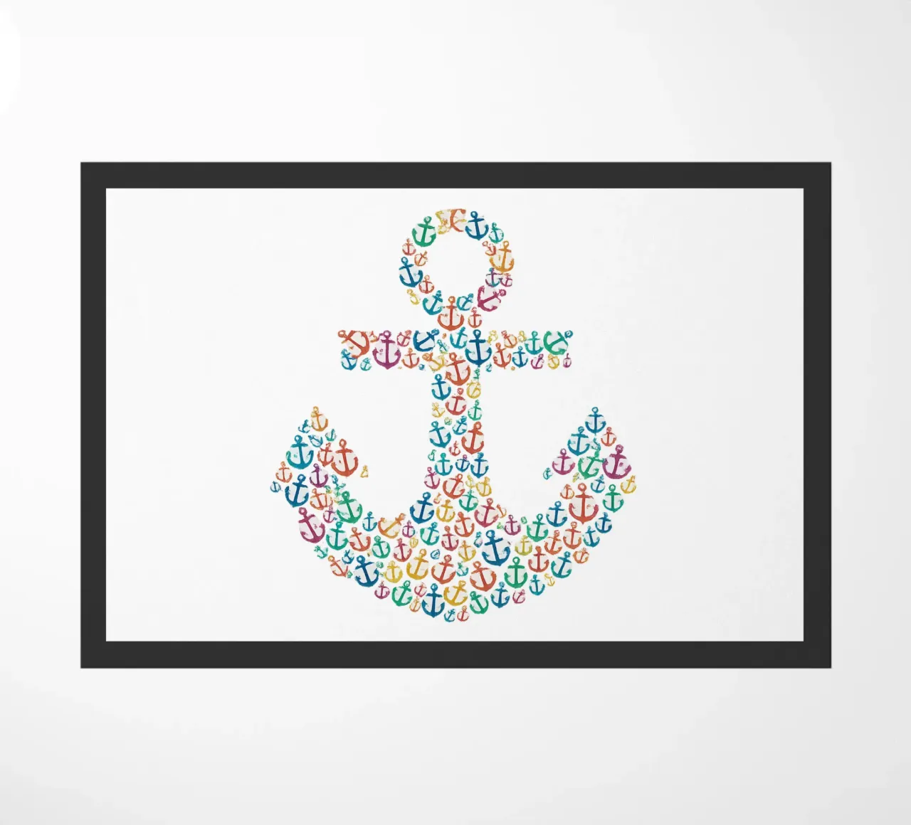 Mosaico di ancore colorate - simbolo marittimo in un design creativo zerbino da Fies&Fein