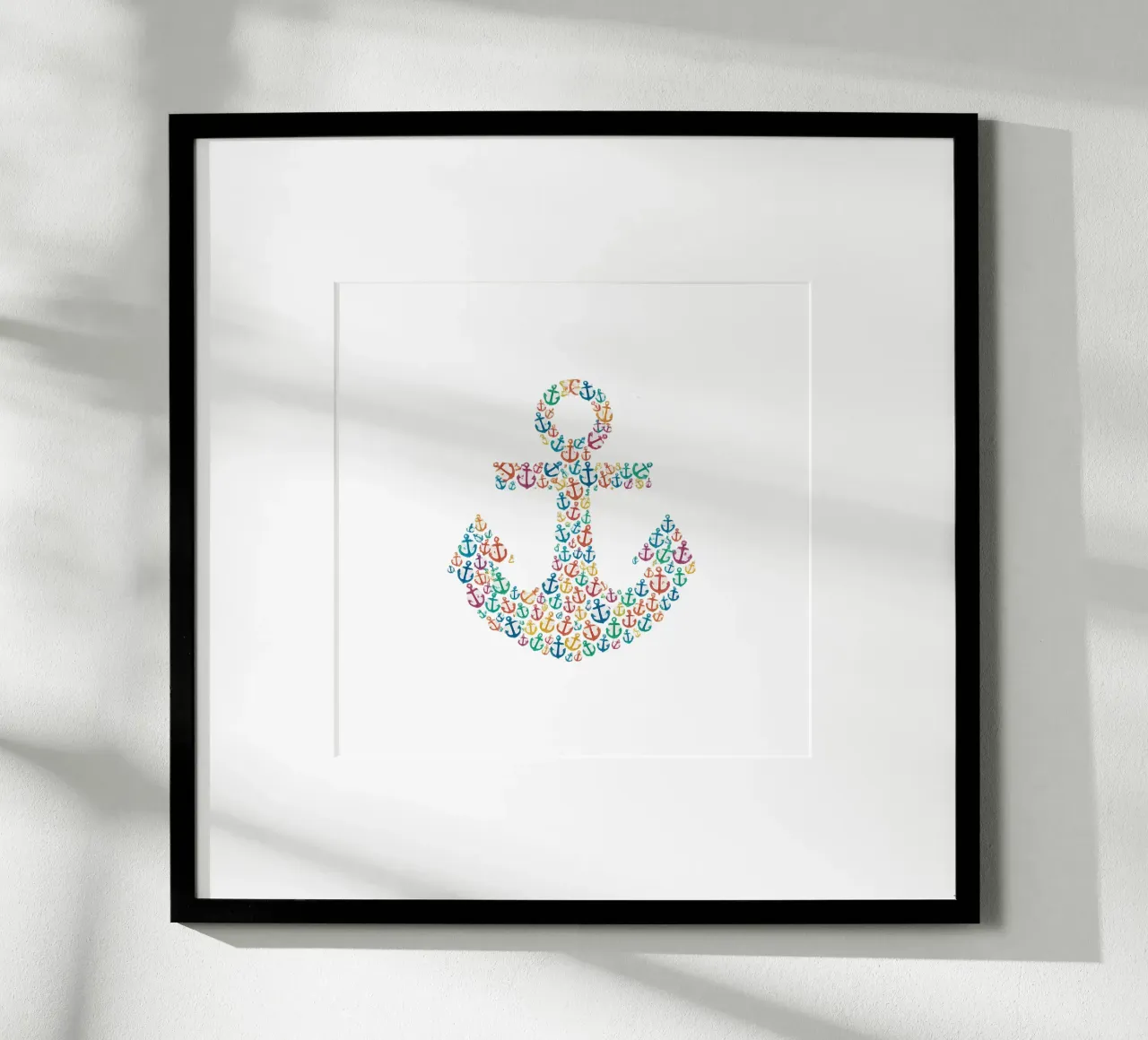Mosaico di ancore colorate - simbolo marittimo in un design creativo poster da Fies&Fein