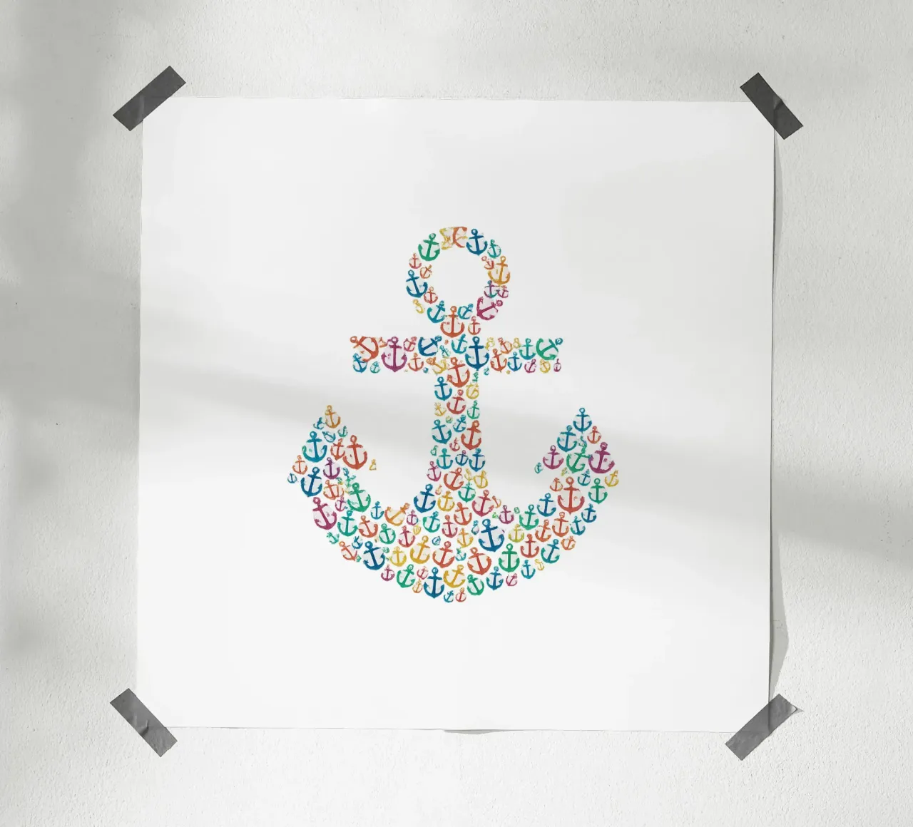 Mosaico di ancore colorate - simbolo marittimo in un design creativo poster da Fies&Fein
