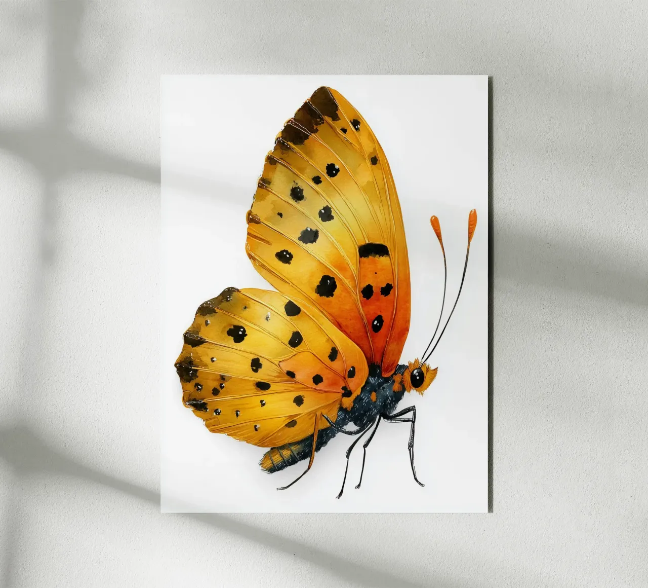 Poster per la cameretta dei bambini con farfalla gialla acquerellata alluminio dibond da Kid’s Dream