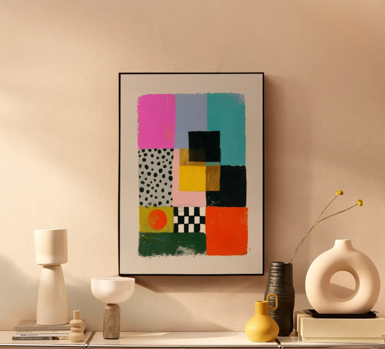Design geometrico astratto Colori audaci alluminio dibond da Nikis Art Studio